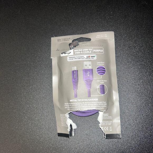 New Bytech Purple 6 Foot Premium Micro USB Cable - Picture 2 of 2